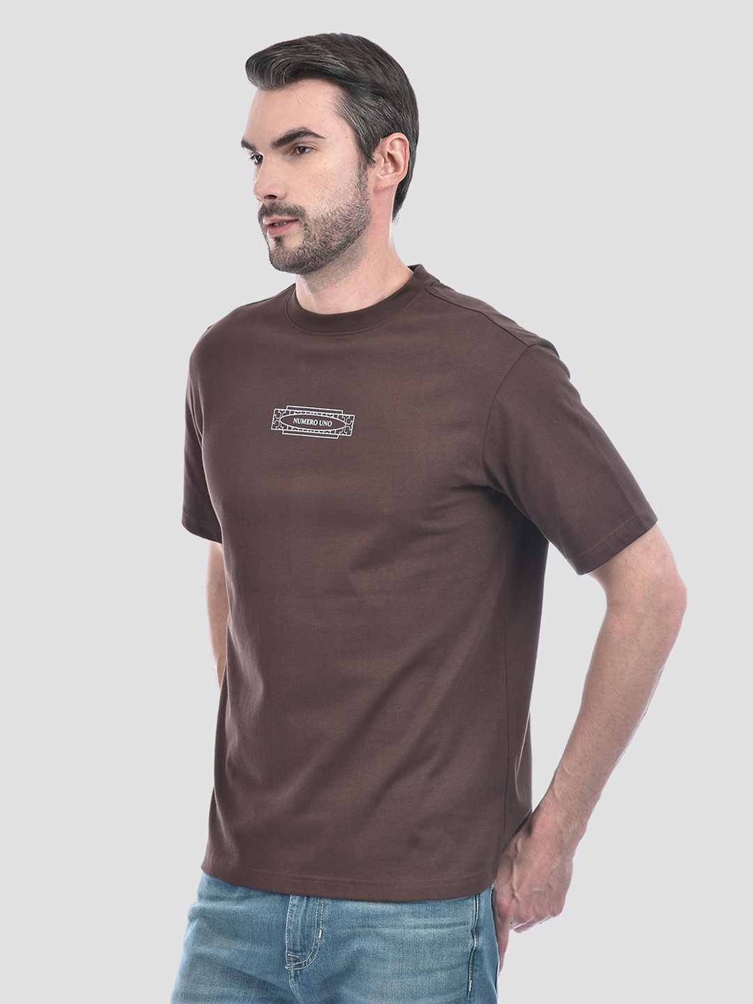 Numero Uno Men Graphic Print Brown T-Shirt